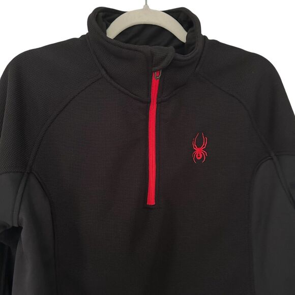 Spyder Men’s Black Red Half Zip Pullover Jacket Fleece Lined Size M - Picture 4 of 6